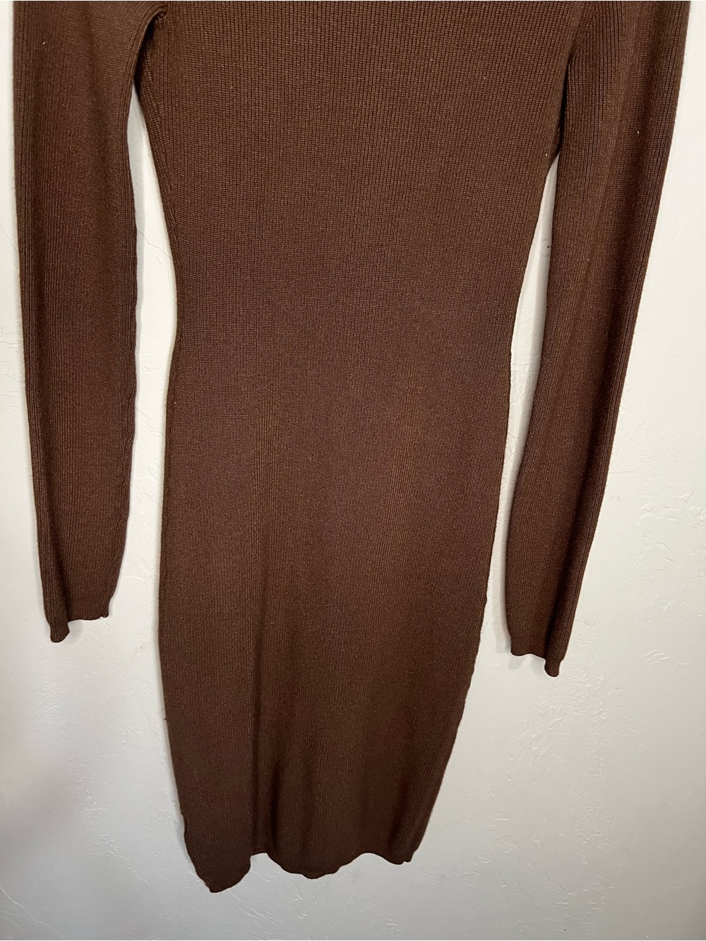 Wilfred Aritzia Cove Chocolate Brown Ribbed Bodycon Sweater Dress - Picture 10 of 10